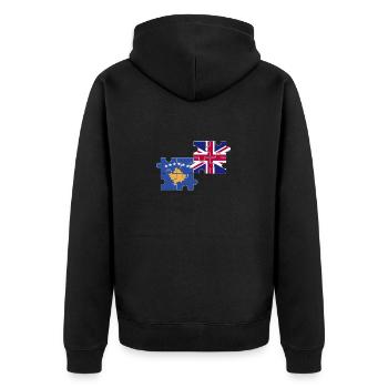 Kosovo UK Flagge Britischer Kosovar - Unisex Premium Bio Zip Hoodie - Schwarz - Hinten - Nico (187cm)