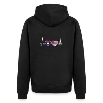 Laos USA Vintage Heartbeat Flag Laotien - Veste à capuche bio Premium Unisexe - noir - Dos - Nico (187cm)
