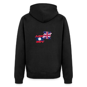 Laos UK Flag British Laotian - Unisex Premium Organic Zip Hoodie - black - Back - Nico (187cm)