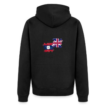Laos Royaume-Uni Vintage Flag Laotien britannique - Veste à capuche bio Premium Unisexe - noir - Dos - Nico (187cm)