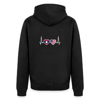 Laos USA Heartbeat Flag Laotien américain - Veste à capuche bio Premium Unisexe - noir - Dos - Nico (187cm)