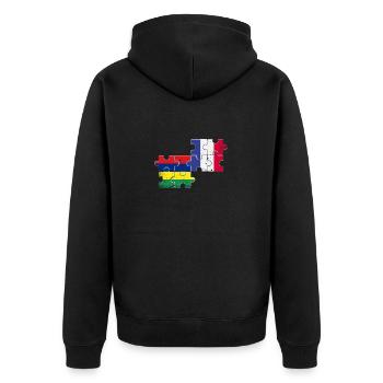 Mauritius France Vintage Flag Mauritian - Unisex Premium Organic Zip Hoodie - black - Back - Nico (187cm)