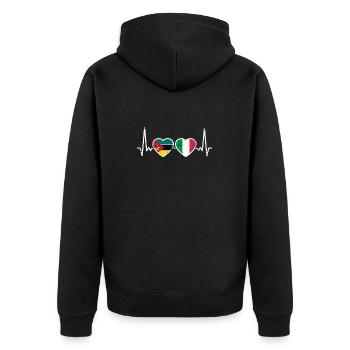 Mozambique Italy Vintage Heartbeat Flag - Unisex Premium Organic Zip Hoodie - black - Back - Nico (187cm)