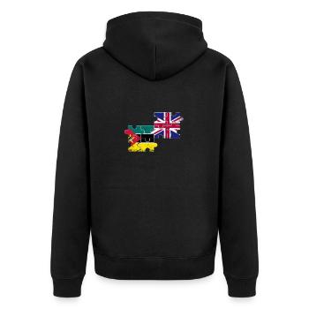 Mozambique UK Vintage Flag British Mozambican - Unisex Premium Organic Zip Hoodie - black - Back - Nico (187cm)