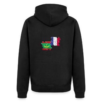 Mauritania France Vintage Flag Mauritanian - Unisex Premium Organic Zip Hoodie - black - Back - Nico (187cm)