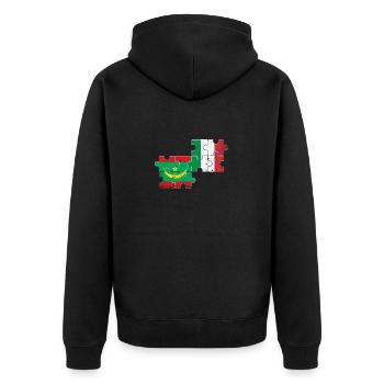 Mauritania Italy Vintage Flag Mauritanian - Unisex Premium Organic Zip Hoodie - black - Back - Nico (187cm)