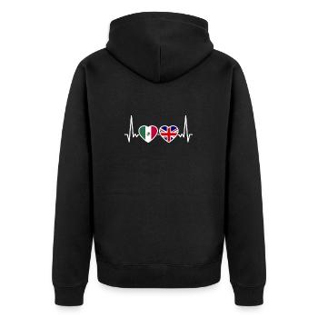Mexique Royaume-Uni Heartbeat Flag Mexicains britanniques - Veste à capuche bio Premium Unisexe - noir - Dos - Nico (187cm)