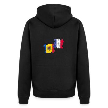 Moldau Frankreich Flagge Französisch Moldauer - Unisex Premium Bio Zip Hoodie - Schwarz - Hinten - Nico (187cm)