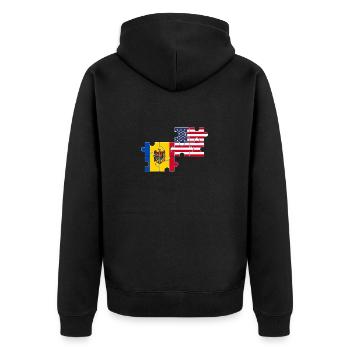 Moldavie États-Unis Drapeau Américain Moldave - Veste à capuche bio Premium Unisexe - noir - Dos - Nico (187cm)