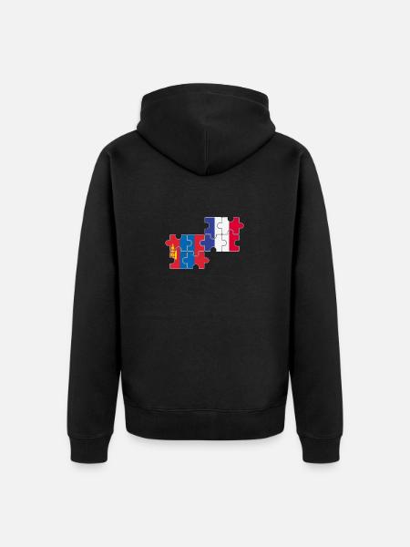 Mongolia France Flag French Mongolian - Unisex Premium Organic Zip Hoodie - black