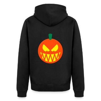 Halloween Pumpkin (Jack O’Lantern / Emoticon / 3C) - Unisex Premium Organic Zip Hoodie - black - Back - Nico (187cm)