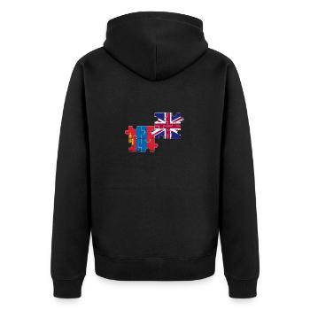 Mongolia UK Vintage Flag Brit Mongol - Unisex Premium Organic Zip Hoodie - black - Back - Nico (187cm)
