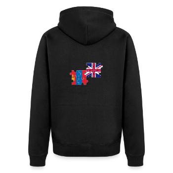 Mongolia UK flag British Mongolian - Unisex Premium Organic Zip Hoodie - black - Back - Nico (187cm)