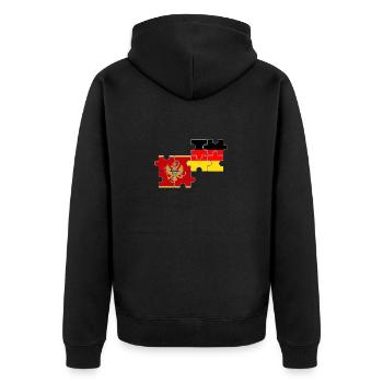 Montenegro Deutschland Flagge Montenegriner - Unisex Premium Bio Zip Hoodie - Schwarz - Hinten - Nico (187cm)