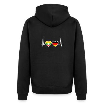 Myanmar Germany Heartbeat Flag Myanmare - Unisex Premium Organic Zip Hoodie - black - Back - Nico (187cm)