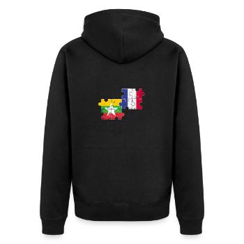 Myanmar France Vintage Flag Myanmare - Unisex Premium Organic Zip Hoodie - black - Back - Nico (187cm)