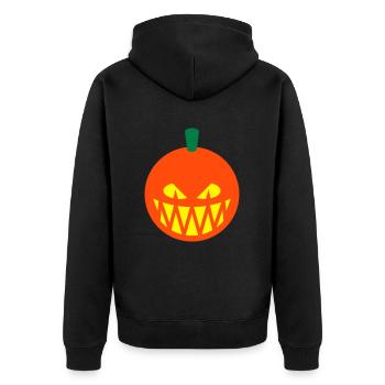 Halloween Kürbis (Kürbislaterne / Emoji / 3C) - Unisex Premium Bio Zip Hoodie - Schwarz - Hinten - Nico (187cm)