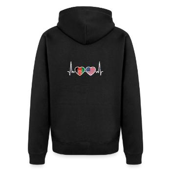Afghanistan USA Heartbeat Flag Afghan - Unisex Premium Organic Zip Hoodie - black - Back - Nico (187cm)