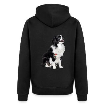 Japanese Chin Dad Papa - Unisex Premium Organic Zip Hoodie - black - Back - Nico (187cm)