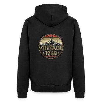 1968 Jahrgang geboren Geburtstag Geschenk Retro - Unisex Premium Bio Zip Hoodie - Schwarz - Hinten - Nico (187cm)
