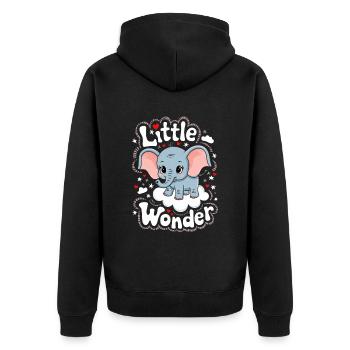 Kleines Wunder Elefantenkind - Unisex Premium Bio Zip Hoodie - Schwarz - Hinten - Nico (187cm)
