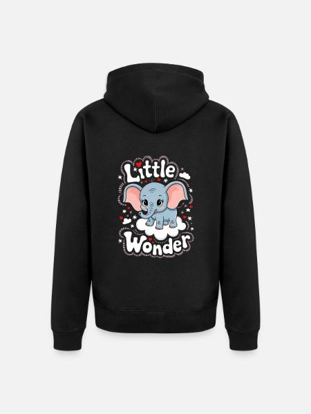 Kleines Wunder Elefantenkind - Unisex Premium Bio Zip Hoodie - Schwarz