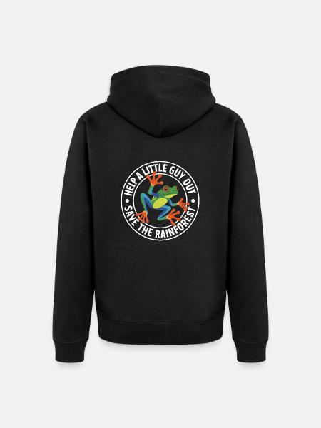 Save the Rainforest Frog - Unisex Premium Organic Zip Hoodie - black