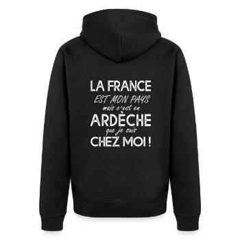 Ardéche c'est chez moi Humour pour ardéchois - Veste à capuche bio Premium Unisexe - noir - Dos - Nico (187cm)