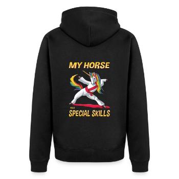 Drôle de cheval licorne animal amour motif de sport équestre - Veste à capuche bio Premium Unisexe - noir - Dos - Nico (187cm)