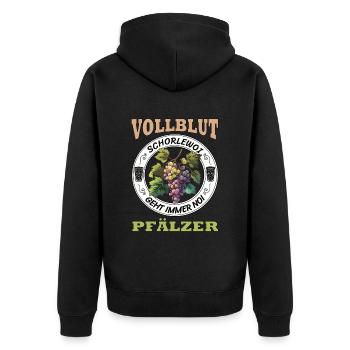 Schorle Riesling Pfalz Mundart Woi Dubbeglas Motiv - Unisex Premium Bio Zip Hoodie - Schwarz - Hinten - Nico (187cm)