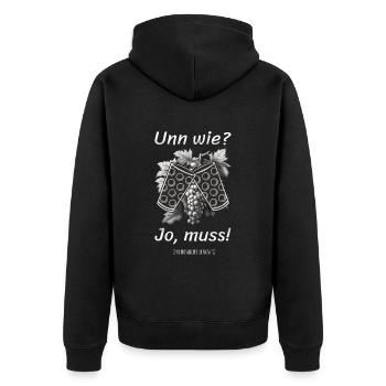 Schorle Riesling Pfalz Mundart Woi Dubbeglas Motiv - Unisex Premium Bio Zip Hoodie - Schwarz - Hinten - Nico (187cm)