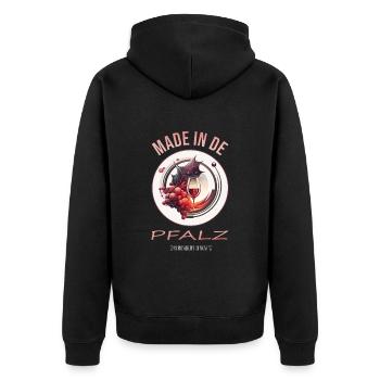 Schorle Riesling Pfalz Mundart Woi Dubbeglas Motiv - Unisex Premium Bio Zip Hoodie - Schwarz - Hinten - Nico (187cm)
