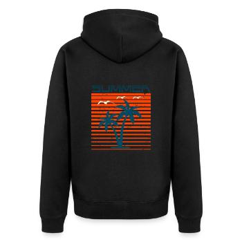 Sommer Palmen - Unisex Premium Bio Zip Hoodie - Schwarz - Hinten - Nico (187cm)