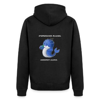 Sternzeichen Blauwal Aszendent Alkohol Wal - Unisex Premium Bio Zip Hoodie - Schwarz - Hinten - Nico (187cm)