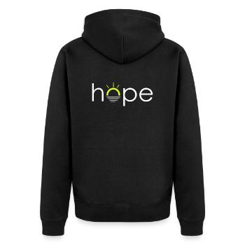 Hope - Hoffnung - Unisex Premium Bio Zip Hoodie - Schwarz - Hinten - Nico (187cm)