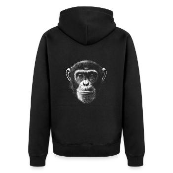 Chimpanzee Portrait Wildlife Wildlife Jungle - Unisex Premium Organic Zip Hoodie - black - Back - Nico (187cm)