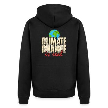 Climate change is real - Unisex Premium Organic Zip Hoodie - black - Back - Nico (187cm)