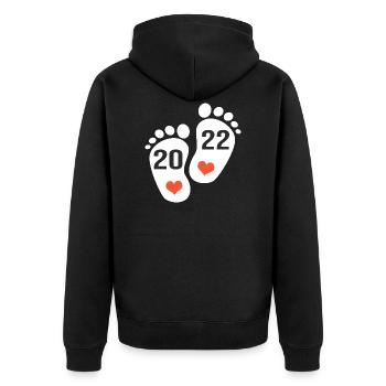 birth 2022 future dad future mom baby - Unisex Premium Organic Zip Hoodie - black - Back - Nico (187cm)