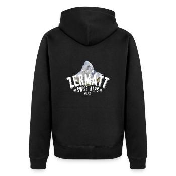Zermatt Swiss Alps - Unisex Premium Bio Zip Hoodie - Schwarz - Hinten - Nico (187cm)