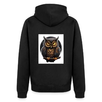 Eule - Unisex Premium Bio Zip Hoodie - Schwarz - Hinten - Nico (187cm)