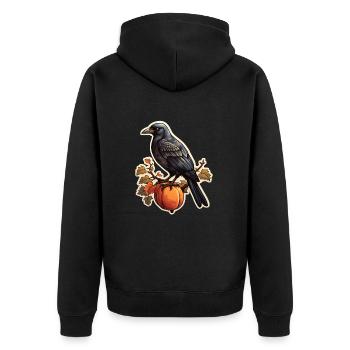 Halloween Krähe - Unisex Premium Bio Zip Hoodie - Schwarz - Hinten - Nico (187cm)
