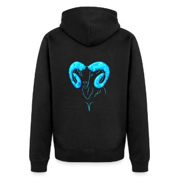Widder - Unisex Premium Bio Zip Hoodie - Schwarz - Hinten - Nico (187cm)