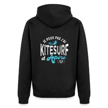 je peux pas jai kitesurf et apéro Humour kite surf - Veste à capuche bio Premium Unisexe - noir - Dos - Nico (187cm)