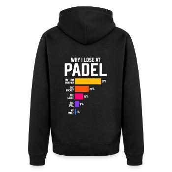 Comment se fait-il que je perde en Padel - Paddle Tennis Funny - Veste à capuche bio Premium Unisexe - noir - Dos - Nico (187cm)