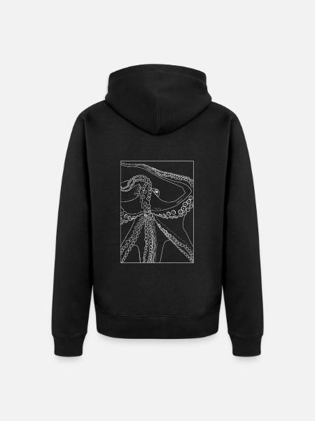 Octopus from below with frame - Unisex Premium Organic Zip Hoodie - black