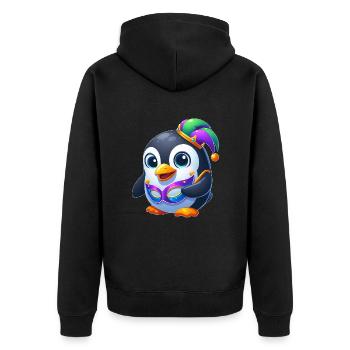 Cute Mardi Gras Penguin Disguise Carnival - Unisex Premium Organic Zip Hoodie - black - Back - Nico (187cm)