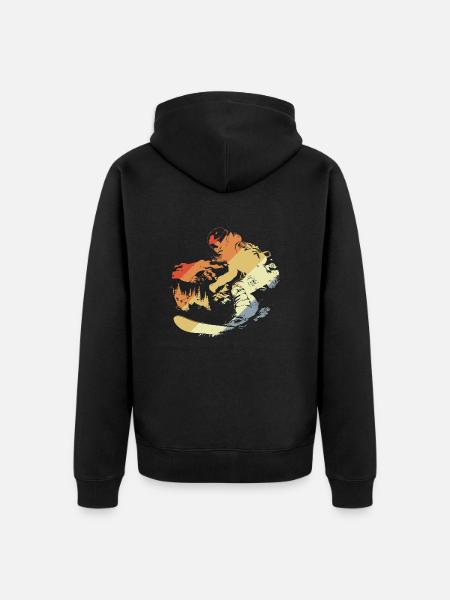 Retro Snowboarder - Unisex Premium Organic Zip Hoodie - black