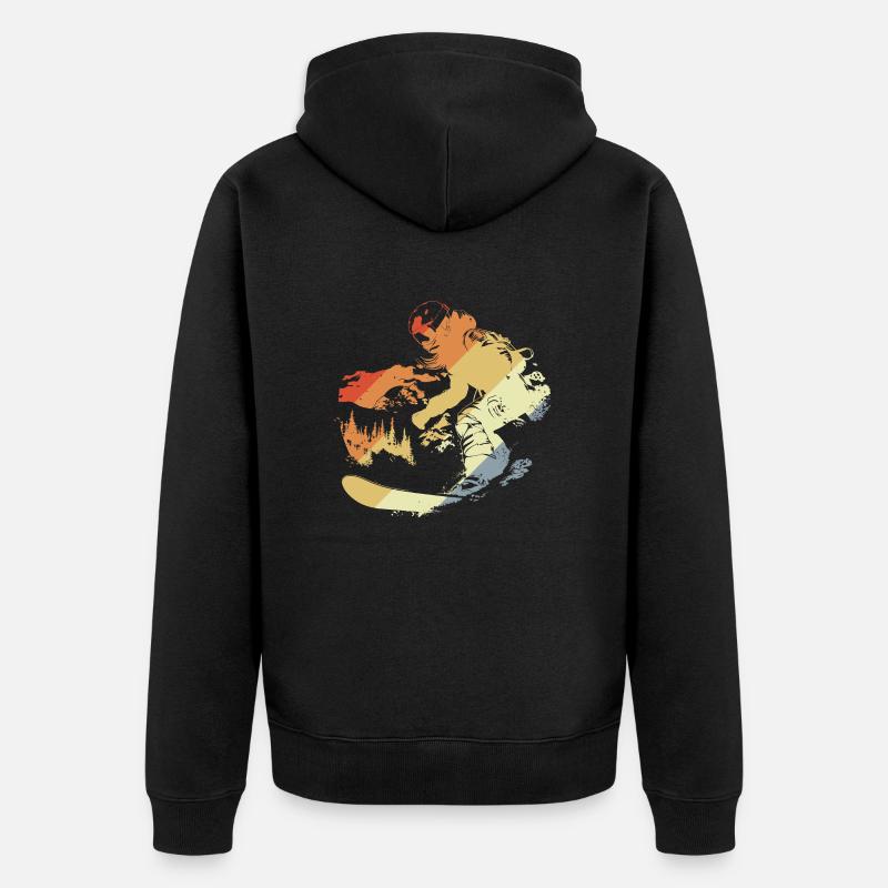 Snowboarder rétro - Veste à capuche bio Premium Unisexe - noir
