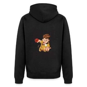 Table Tennis Pingpong Outfit Tischtennisspieler - Unisex Premium Bio Zip Hoodie - Schwarz - Hinten - Nico (187cm)