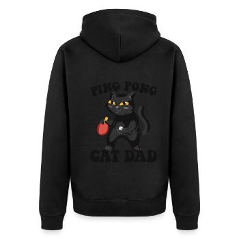 Ping Pong Cat Papa Tenue Tennis de Table Chats - Veste à capuche bio Premium Unisexe - noir - Dos - Nico (187cm)